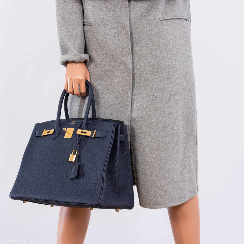 Hermès Birkin 35 Blue Nuit Togo Gold Hardware - 2019, D