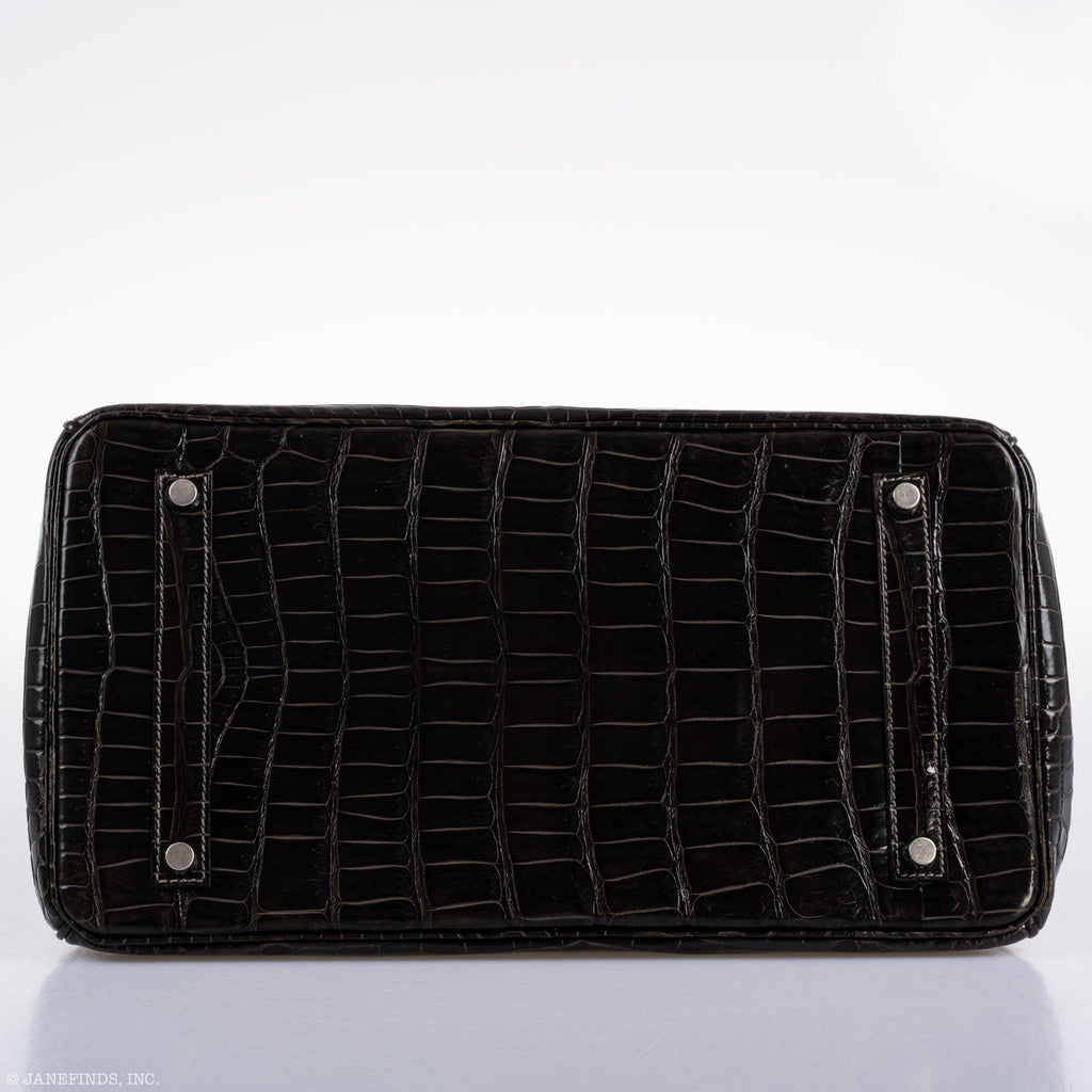 Hermès Birkin 35 Graphite Porosus Crocodile with Palladium Hardware