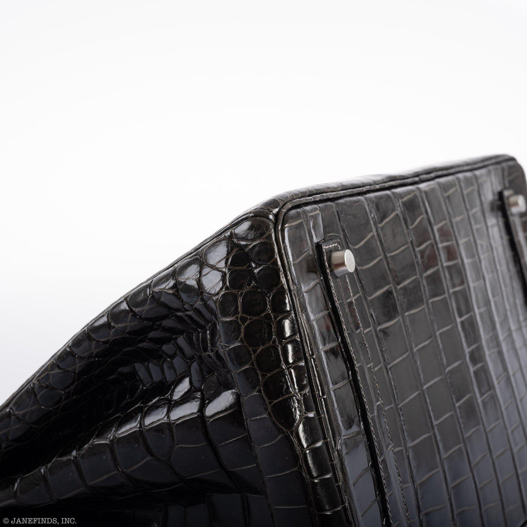 Hermès Birkin 35 Graphite Porosus Crocodile with Palladium Hardware