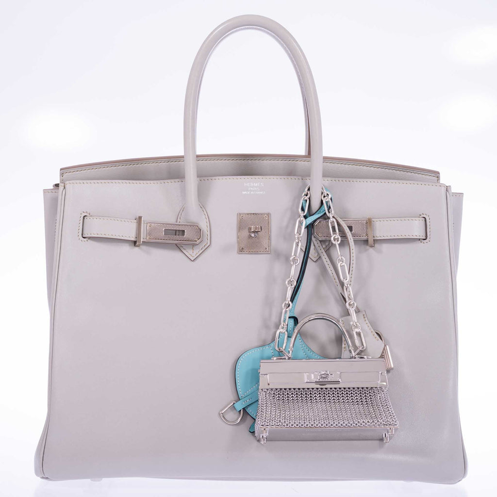 Hermès Birkin 35 Gris Perle Tadelakt Guilloche Palladium Hardware