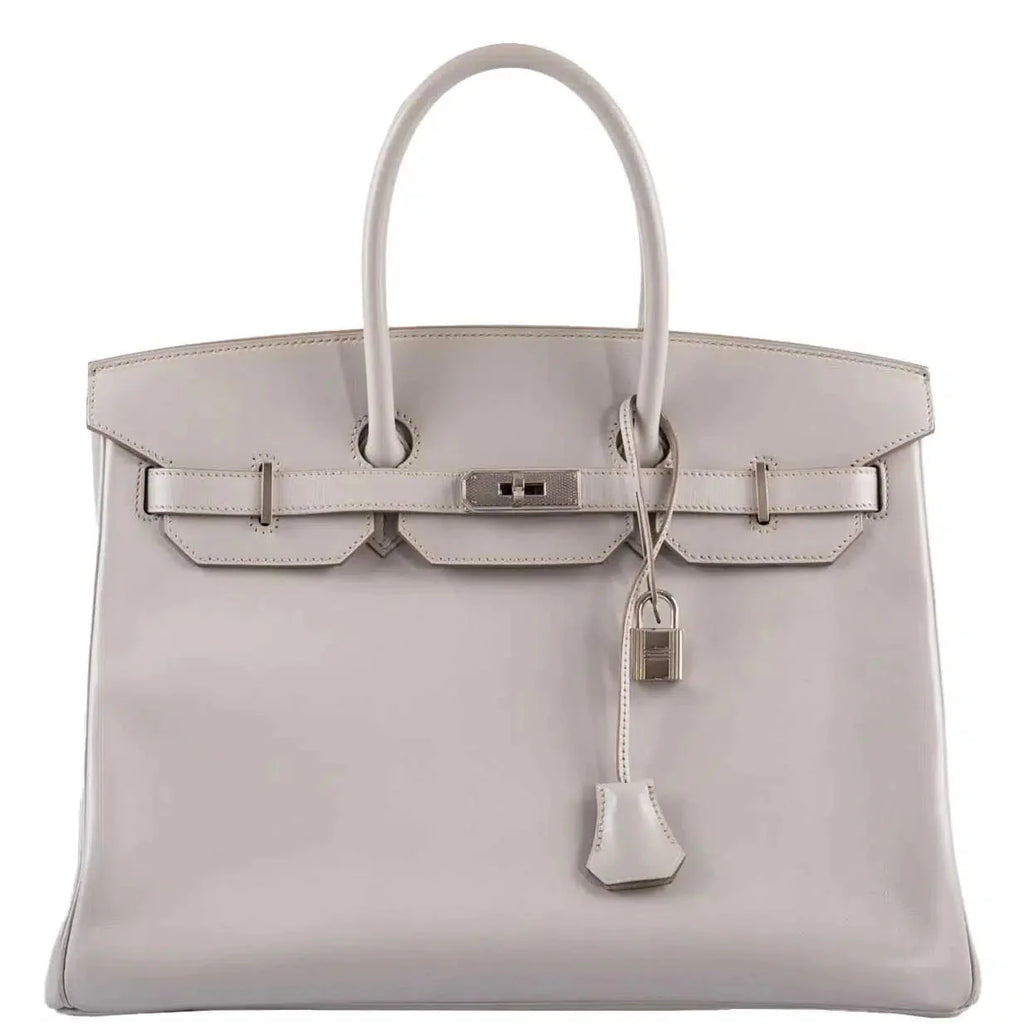 Hermès Birkin 35 Gris Perle Tadelakt Guilloche Palladium Hardware