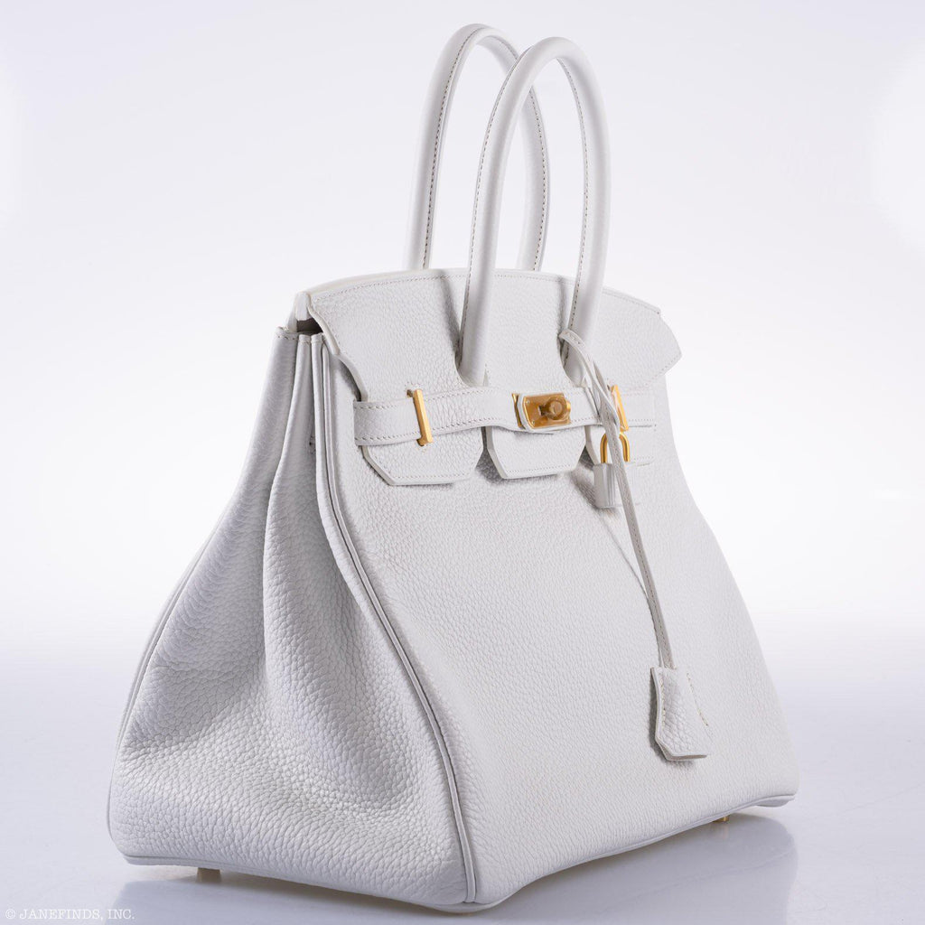 Hermès Birkin 35 HSS White Clemence Leather Brushed Gold Hardware