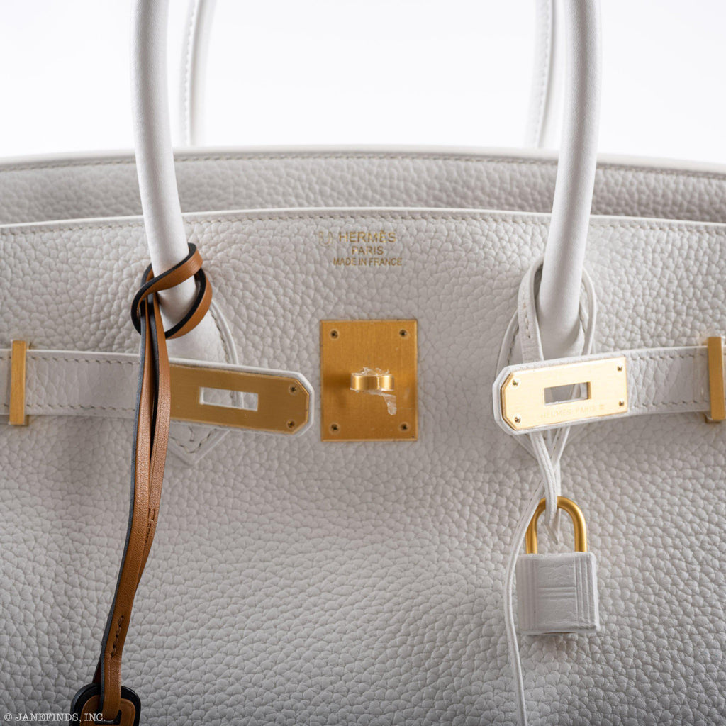 Hermès Birkin 35 HSS White Clemence Leather Brushed Gold Hardware