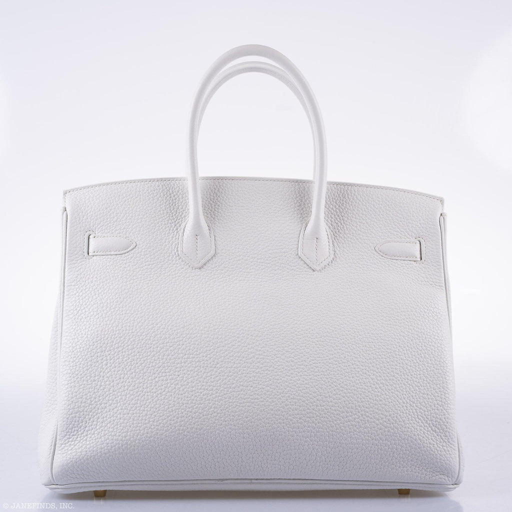 Hermès Birkin 35 HSS White Clemence Leather Brushed Gold Hardware