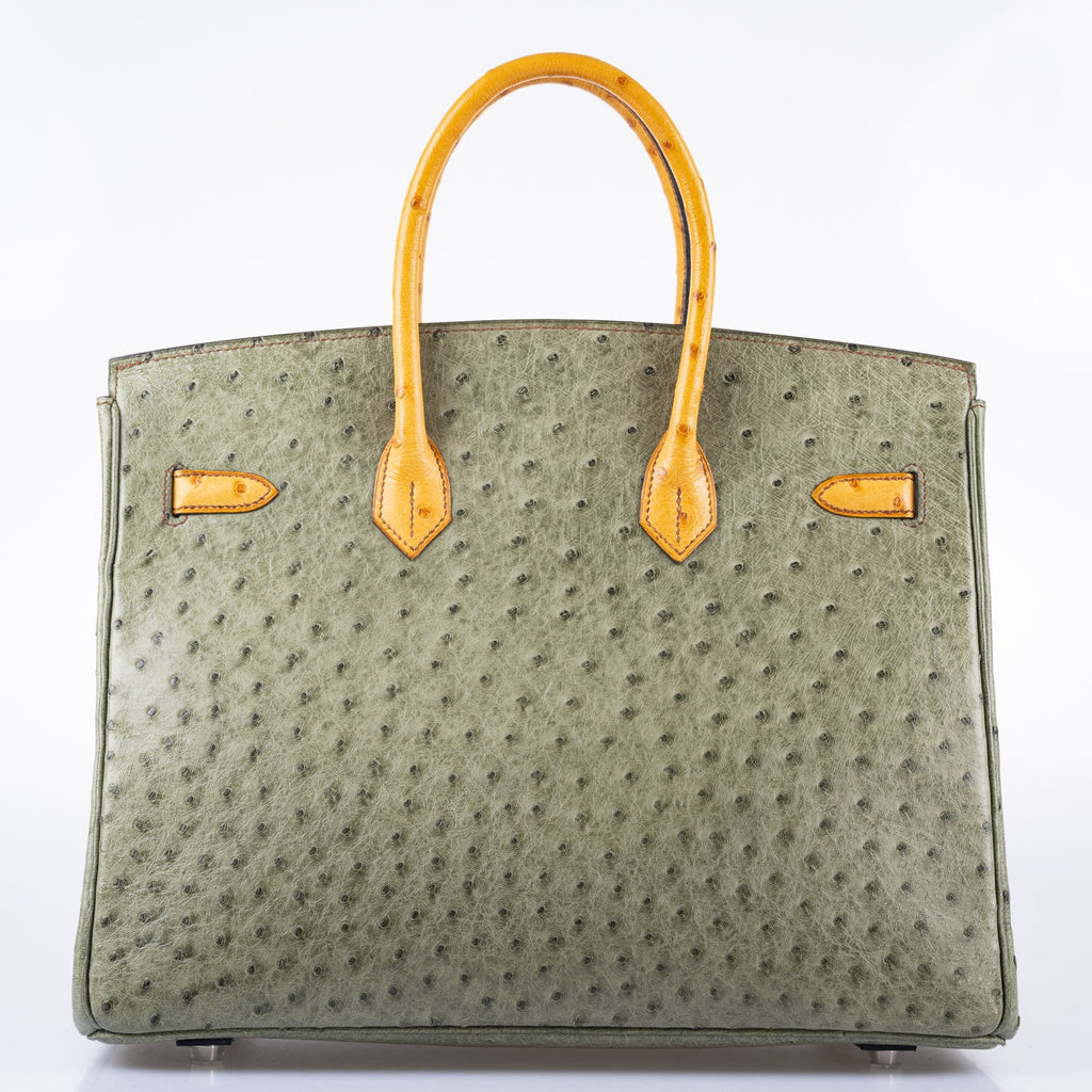 Hermès Birkin 35 Special Order Vert Olive & Sable Ostrich Palladium Hardware