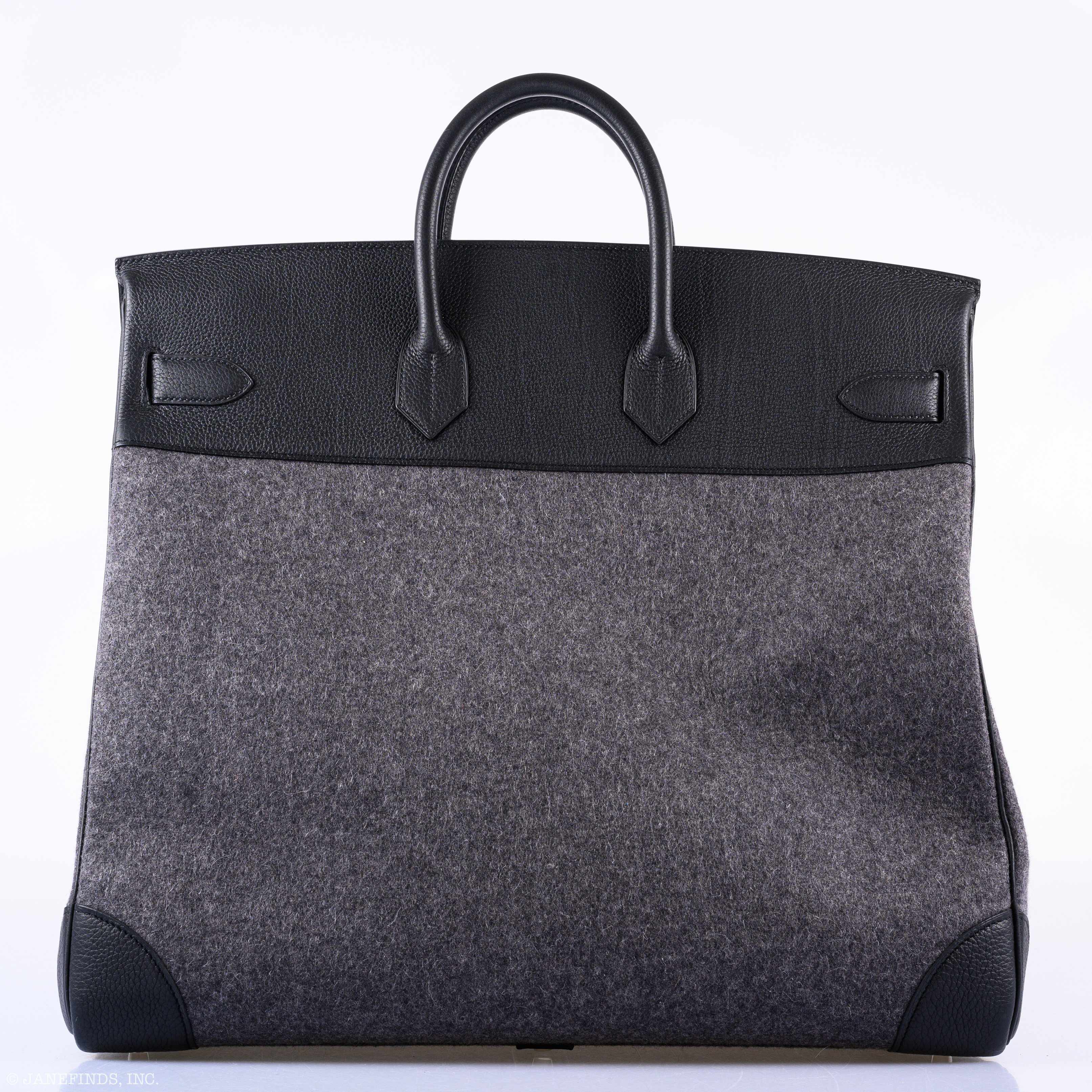 Hermès Birkin 50 HAC Gray Feutre Wool & Black Togo Leather Palladium Hardware