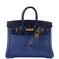 Hermès Birkin Touch 25 Bleu Saphir Togo, Bleu Marine Matte Alligator Rose Gold Hardware