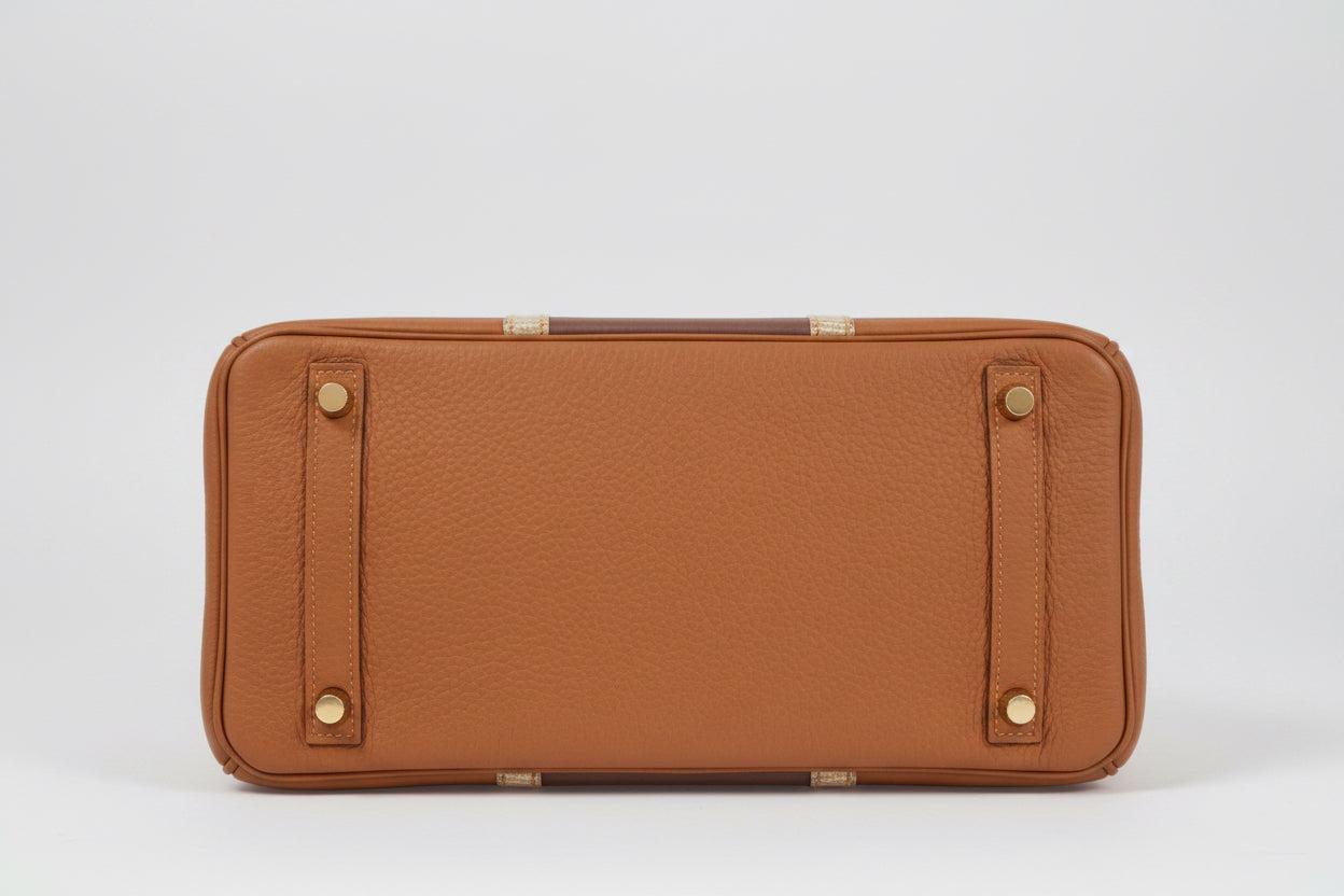 Hermès Club Birkin 30 Gold Clémence & Marron d'Inde Leather & Ficelle Lizard Permabrass Hardware
