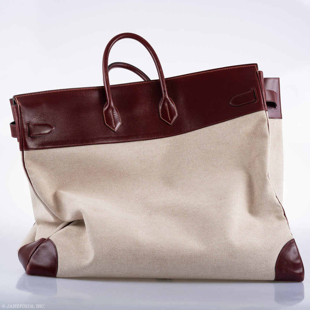 Hermès HAC Birkin 55 Toile & Rouge H Box with Gold Hardware - 1981, K Circle