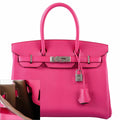 Hermès HSS Birkin 30 Rose Shocking Chevre Leather & Etoupe Palladium Hardware - 2014, R Square