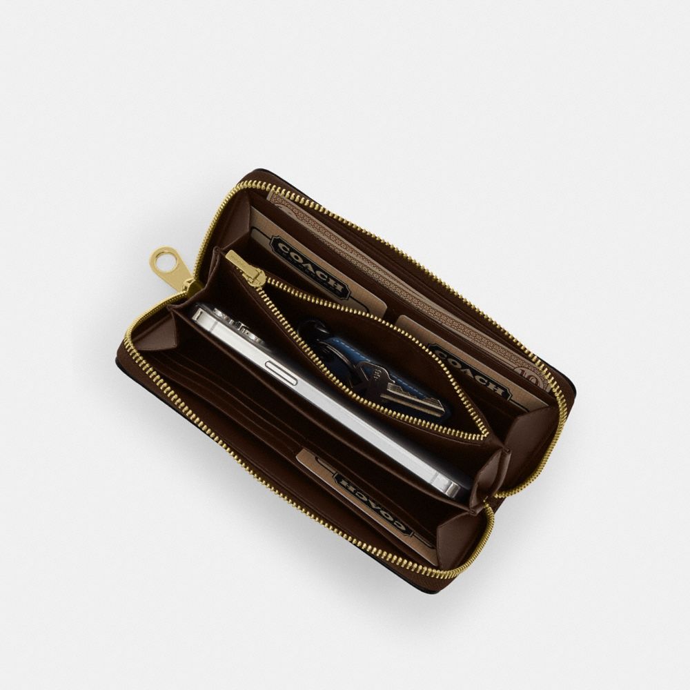 Coach Long Zip Around Wallet Gold Black