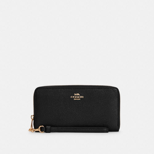 Coach Long Zip Around Wallet Gold Black