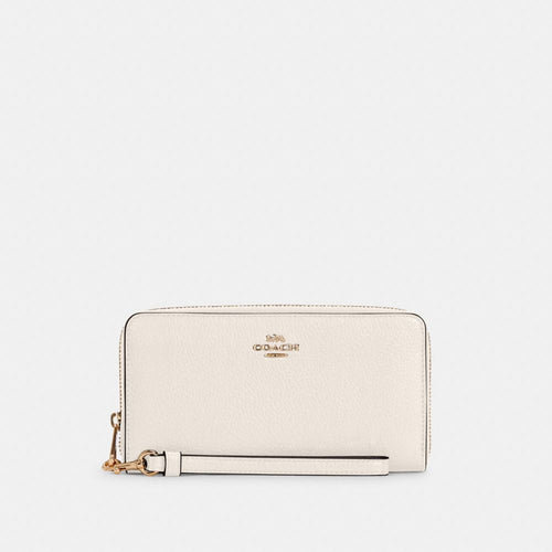 Coach Long Zip Around Wallet Gold Chalk