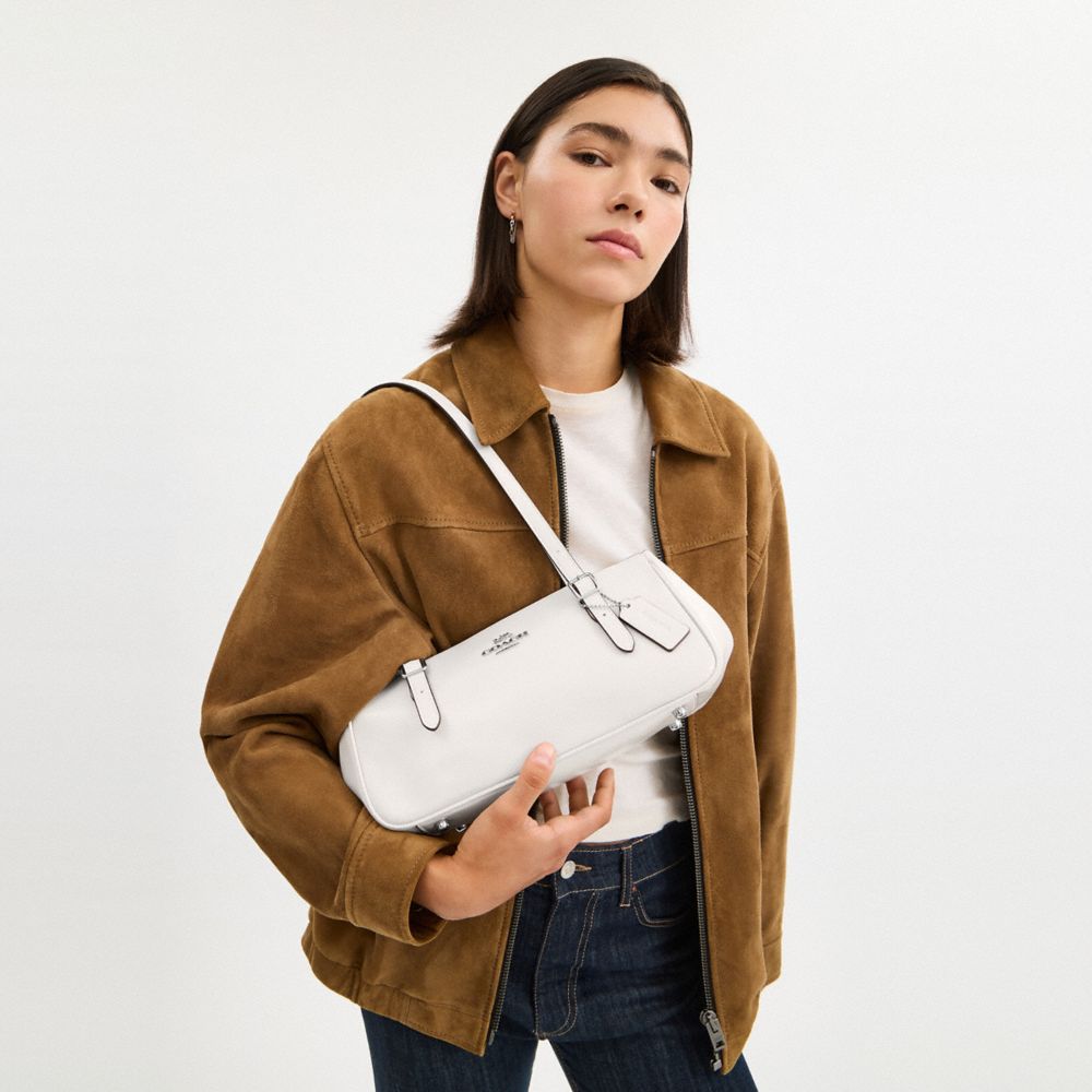 Coach Asher Shoulder Bag Silver Chalk