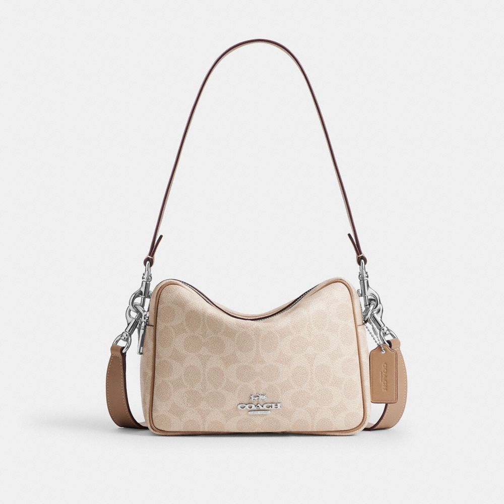 Coach Carey Crossbody Bag In Signature Canvas Silver Sand Taupe