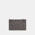 Coach Zip Card Case In Signature Canvas Gunmetal Grey Charcoal