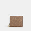 Coach Snap Wallet In Signature Canvas Gold Tan Brown