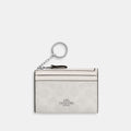 Coach Mini Skinny Id Case In Signature Canvas Silver White Chalk